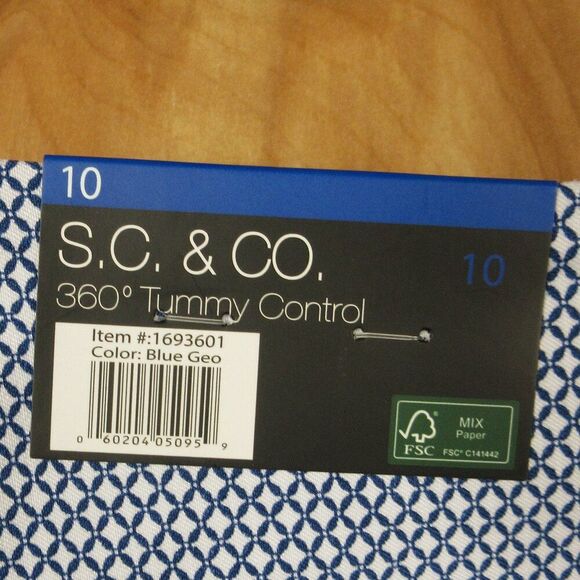 S.C. & CO. 360 Degree Tummy Control Capri Pants Sz 10 Blue Geo Print Skimmer NWT - Picture 10 of 13